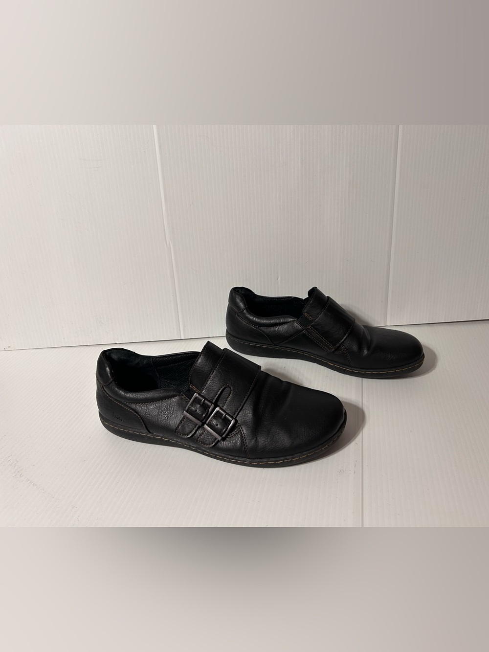 B.o.c. Black leather slip on loafers women size 11 M